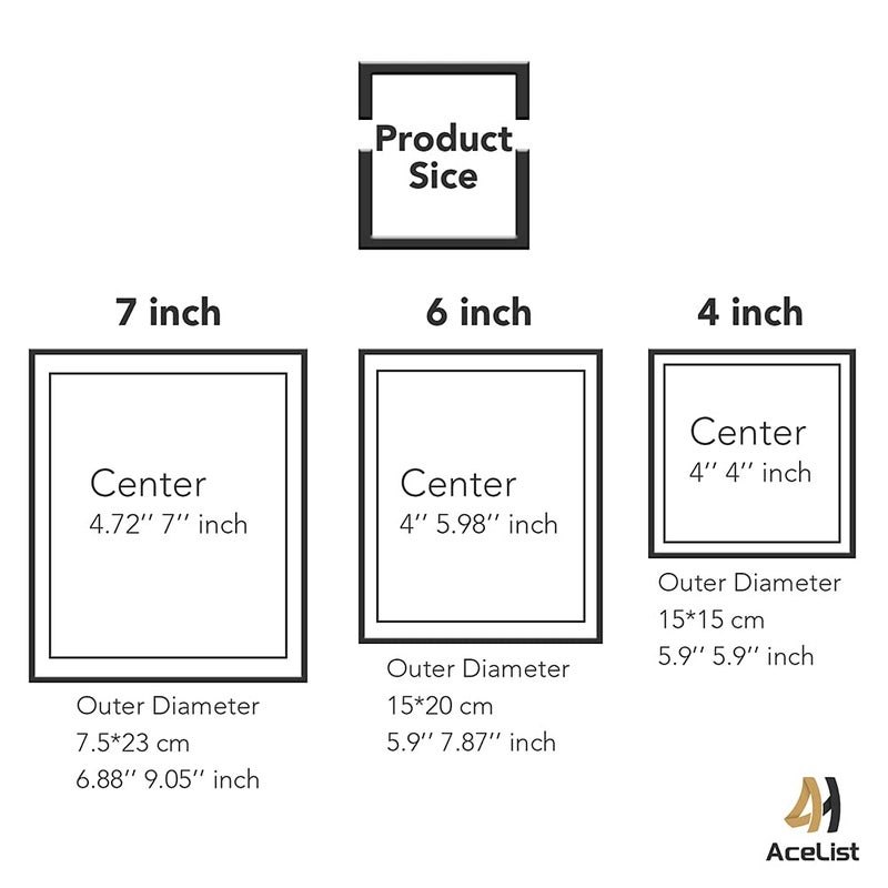 AceList ZONYEO Set of 3 Glass Picture Frame, Collection Simple Metal Floating Frame with Glass Cover Includes 4x4, 4x 6, 5x7 - Image 2